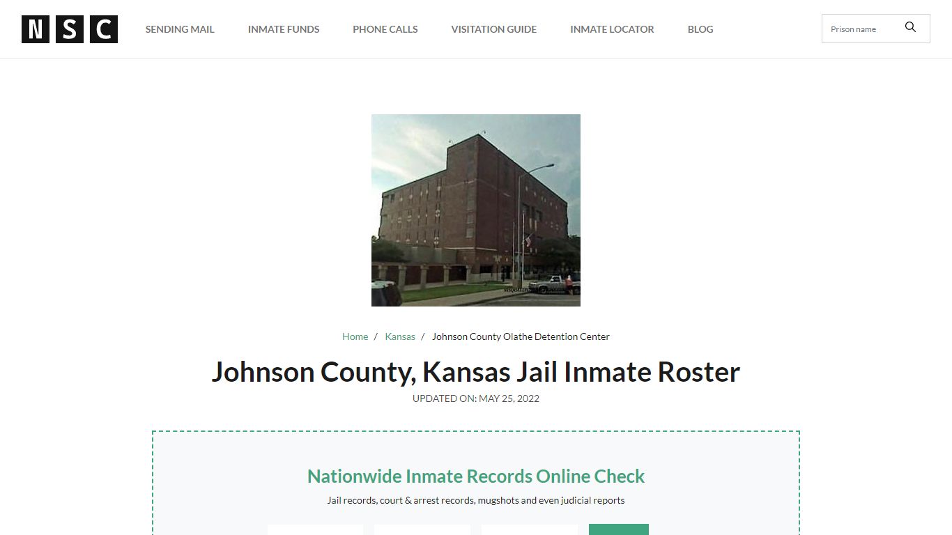 Johnson County, Kansas Jail Inmate Roster